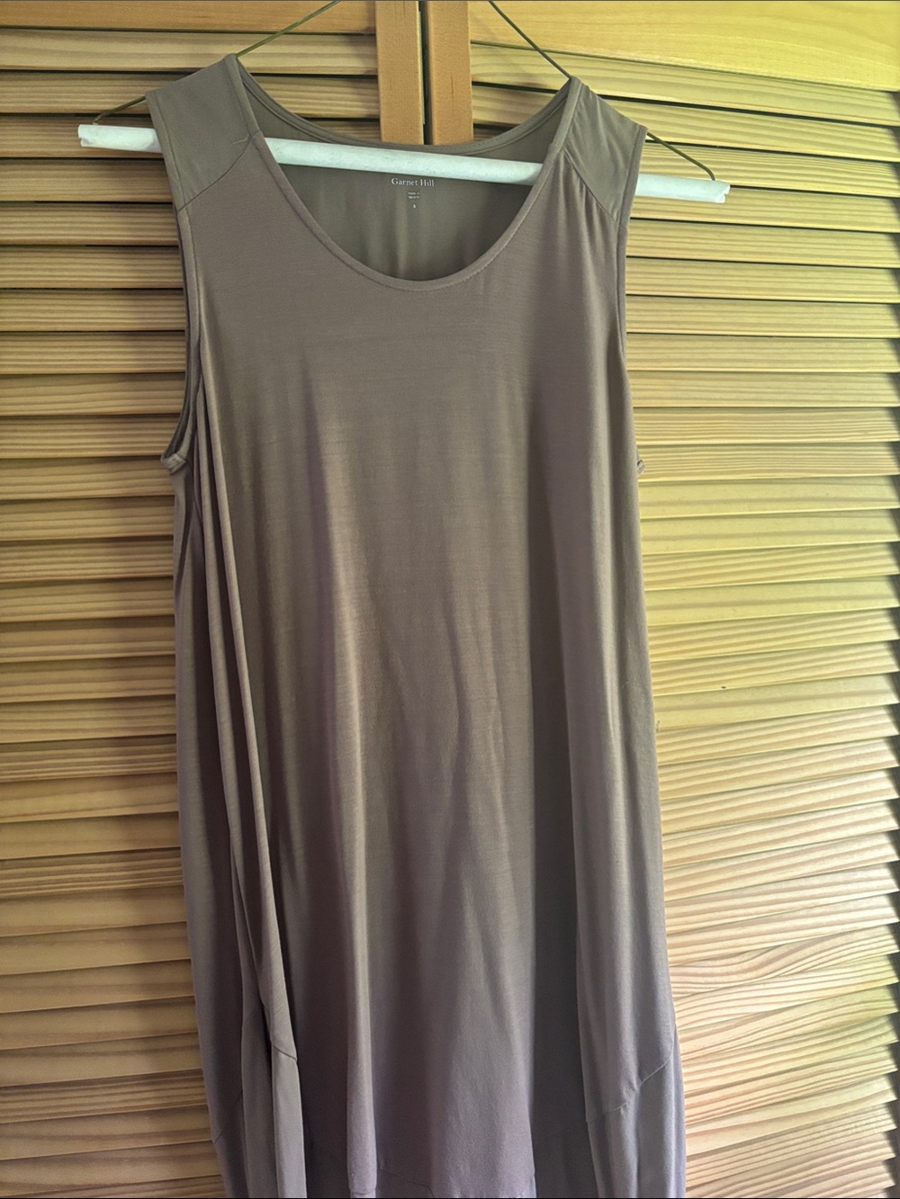 Garnet Hill Sleeveless Scoop Neck Tank Dress - Taupe Brown